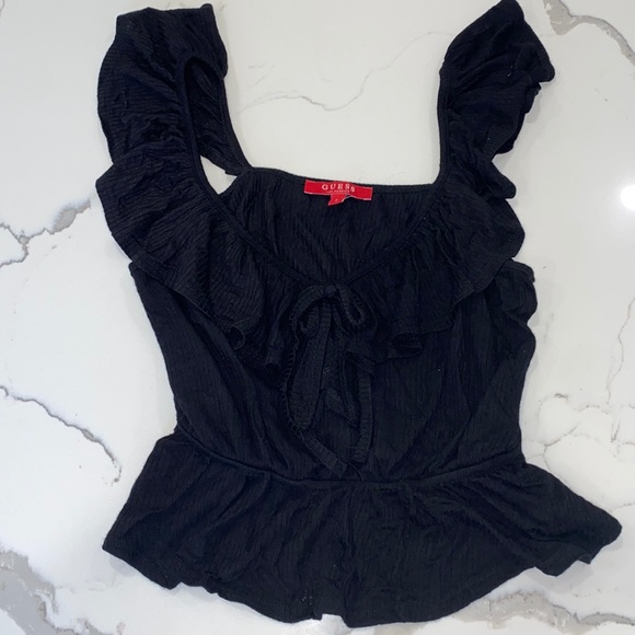 Black Ruffled Guess Blouse - Picture 1 of 2